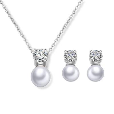 China High Quality Jewelry Set New Simple And Soft Jewelry Women's Fashion Zircon Chain Pearl Jewelry Set Necklace Earrings Set Women's Christmas Gift for sale