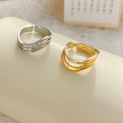 China Line Three Irregular Hiphop Women's Gift 2022 Sweet Ring Fashion Niche Hip Hop Couples Ring Cool Wind Index Ring Goddess Festival Gift for sale