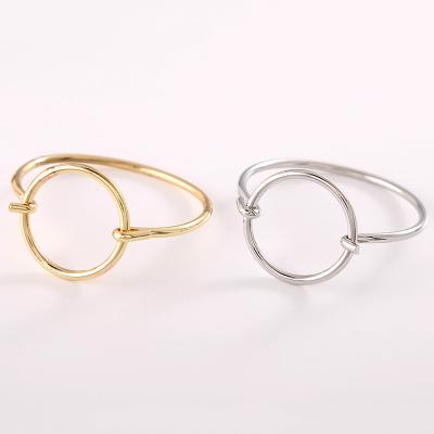 China Big Round Cuff Bangle Jewelry Korean Simple Brass Creative Women's Vintage Fashion Soft Gold and Silver Bangle Wholesale for sale