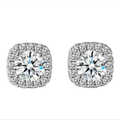 China 2021 Hot-selling new fashion four diamond flower leaf leaf CLASSIC round rhinestone Zircon stud earrings for women men silver for sale