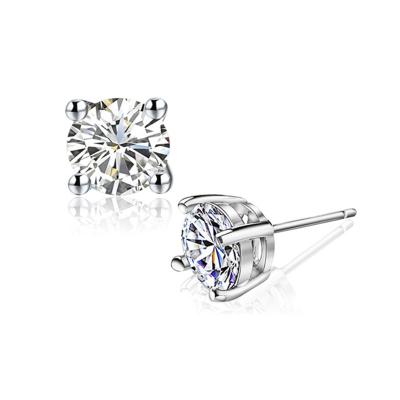 China 2021 CLASSIC Stud Earrings For Women Gift White CZ 925 Sterling Silver Earrings Set Moissanite Diamond Earstuds Women Classic Earring for sale