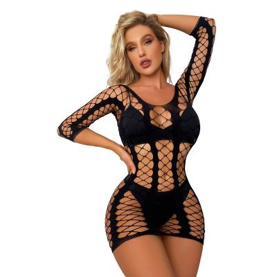 China Mesh BabyDoll Nightgowns Minidress Perspective Lingerie Chemise Dress Fishnet Sexy Women's Lingerie Spandex/Polyester HaRuYi Costumes for sale