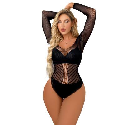 China Bodystocking Lady Black Seamless Long Sleeve Bodystocking Sexy Lingerie Babydoll Bodystocking for sale