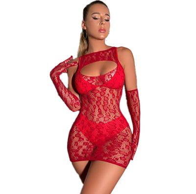 China With gloves Madame Wine Red Leopard knitted dress dig sexy bodystocking with gloves for sale