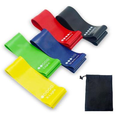 China High Elasticity Eco Hot Selling Set of 5 Latex Resistance Loop Exercise Rubber Bands Set For Home Fitness Stretching for sale