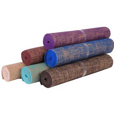 China sustainable & waterproof & 183X61cm Non-Smell Slip-proof PVC Sweat-absorbent And Eco-friendly Exercise Mat With Bag Linen Yoga Mats For Yoga Gym And Home Workout Exercise for sale