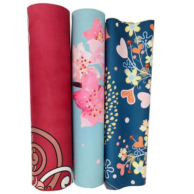 China Ultrathin Custom Super Soft Full Color Print Suede Natural Rubber Yoga Mat With Oxford Bag And Carry Strap For Yoga Gym for sale