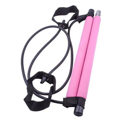 China Portable Durable High Quality Body Building Yoga Exercise Bar Pilates Stick Kit With Resistance Band Pilates Accessories for sale