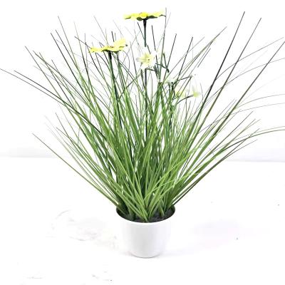 China Small Potted Plant Simulation Onion Grass Bonsai In Bonsai Flower Arrangements Real Touch Pe Eco-friendly Faux Artificial Silk Flowers for sale