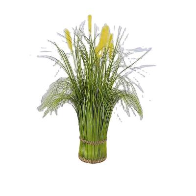 China Minimalist Simulation Reed Bouquet Dried Flowers Artifical Green Plants Yellow Reed Grass Room Decoration For Indoor Living for sale