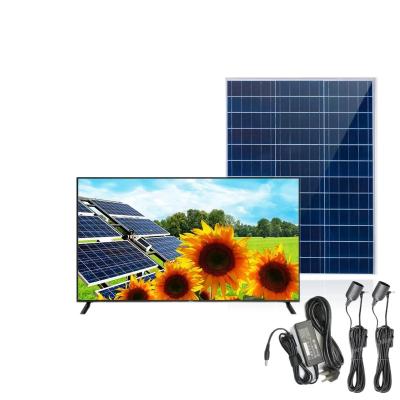 China Full Set Solar Panel TV Home Solar TV Set Home Light System TV And Fan for sale