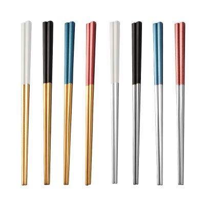 China Sustainable Korean Style 18/8 304 Food Grade Stainless Steel Colorful Titanium Chopsticks for sale