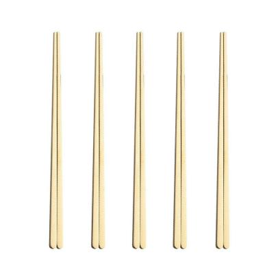 China Viable high quality korean style stainless steel titanium colored flat chopsticks 304 for sale