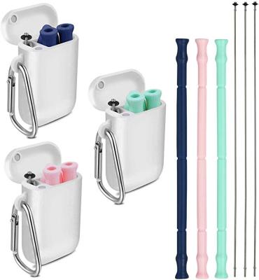 China Viable New Product Portable Collapsible Silicone Drinking Straw With Reusable Case for sale