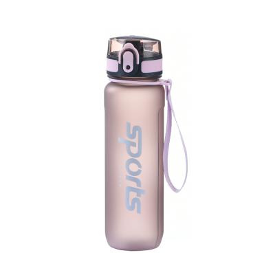 China Durable Lockable Portable Side Seal Leak Proof Custom TPR Rope Lid Logo And Color Frosted Sport Water Bottle for sale