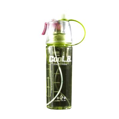 China Viable Bpa Free Tritan Spray Plastic Water Bottle Tritan PC Material Screwed Lid Spray Push Button Multi Function Scaled Water Bottle for sale