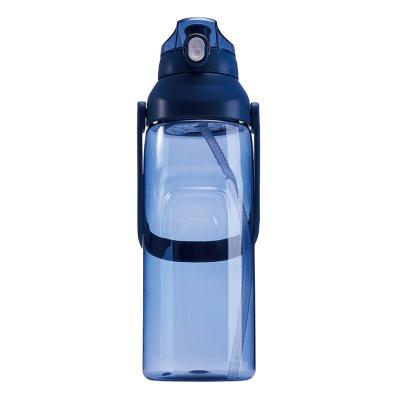 China 2000ML Large Capacity Bottle Bicycle Outdoor Sports Series Viable Plastic Flip Lid With Straw Water Bottle for sale