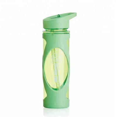 China Sustainable Wholesale Custom Water Bottle Plastic Jacket AS Material Suction Spout Straw Water Bottle for sale