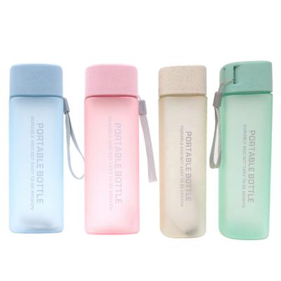 China Sustainable Custom Private Label Square Maker Portable Drinks Bottle With String Portable Water Bottles for sale