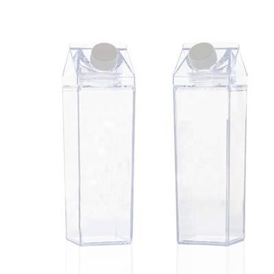 China Hot Sale 500ml Milk Box Sustainable Ins Shape Cute Transparent Square Drinking Water Bottle for sale