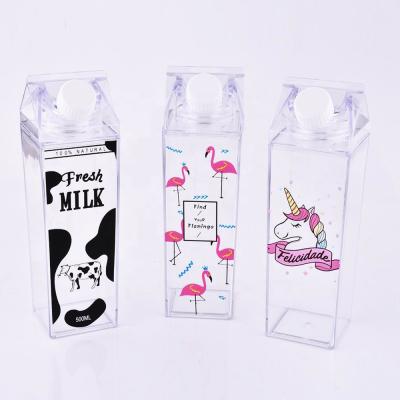 China Wholesale Cheap Wholesale Clear Transparent Custom Milk Box Shape Square Water Bottle Viable for sale