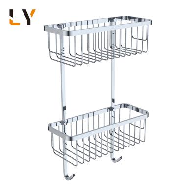 China Space Saving Multi Stainless Steel Wire Bathroom Shower Shelf Wall Hanging Basket for sale