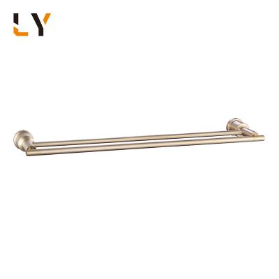 China Bathroom Stainless Steel Gold Double Towel Rack Rack Modern Kitchen Towel Rack for sale