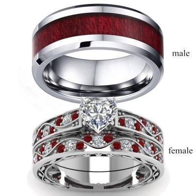 China Engagement Wedding Enviroment Friendly Ring Band Stainless Steel Men Women Ring Bridal Sets His Hers LOVER Couples for sale