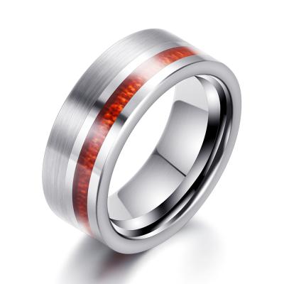 China Factory Wholesale 8mm Tungsten Carbide Tungsten Shiny Wedding Bands Environmental Friendly Ring For Men Jewelry Domed Wood Rings for sale