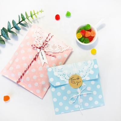 China 100pcs High Quality Craft Bakery Bags Dot Stripe Printed Paper Chevron Polka Dot Gift Paper Bags Disposable Candy Bag Treat Bag for sale