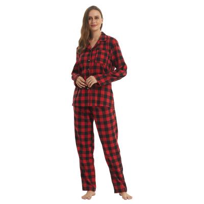 China Women's thermal flannel pajamas set long sleeve flannel pajama tops and bottom ladies lightweight flannel pajamas for sale