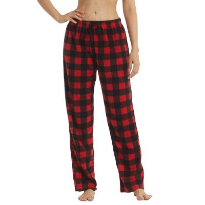 China Christmas Thermal Pajama Pants For Women Fuzzy Pack Long Fleece Buffalo Plaid Pj Base Soft Drawstring Lounge Sleepwear for sale