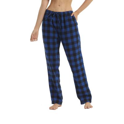 China Thermal Flannel Pajama Pants Women With Pockets And Drawstring Comfortable Plaid Lounge Pants Casual Stretch Cotton Sleepwear Bases Soft Pj for sale