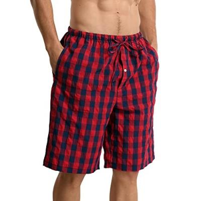 China QUICK DRY Mens Pajamas Shorts Plaid Pants With Pockets Sleep Bottoms Cotton With Elastic Waist for sale