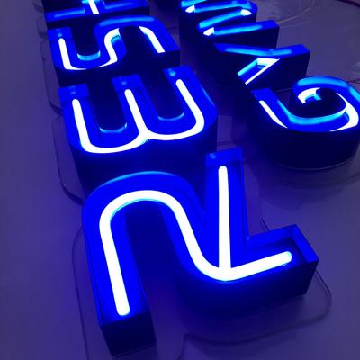 China HONGSEN Stores Manufacturer Supply Custom Acrylic Metal Letters Outdoor Shop LED Illuminated Sign for sale