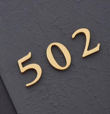 China Hotel Home Sign Solid Metal Adhesive Brass Material Buildings Factory Direct Sale Gold Brushed Alphanumeric Letter Number-Brass Sign for sale