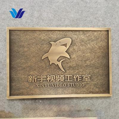 China Custom Advertising Signage Logo Name Gold Metal HONGSEN Buildings Brass Plaques for sale