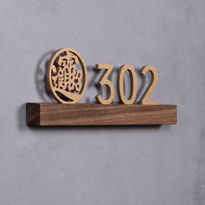 China Diy Hotel Number Custom Number Wood Grain Shops Acrylic Paint Stainless Steel LED Lighted Sign Plate Light Outside Floating House Number for sale