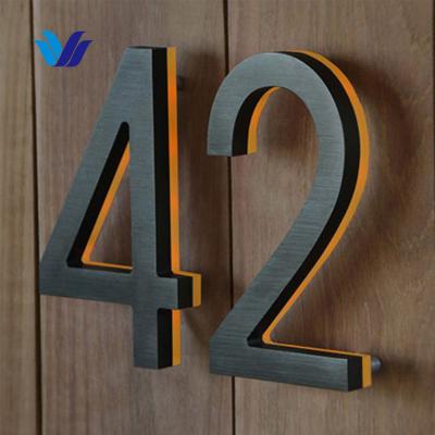 China HONGSEN Buildings Manufacturer Supply Custom Modern House Numbers Led Lighted House Numbers for sale