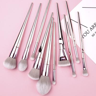 China Angular Blush 10pcs Makeup Brush Powder Stick Thumb Makeup Set Brush Laser Brush for sale