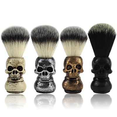 China New Design Shaving Brush Retro Skull Shaving Brush Nylon Hair For Barber Shop for sale