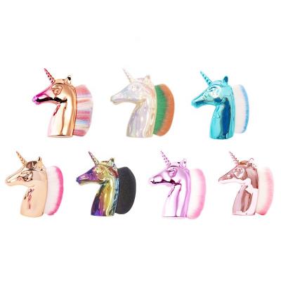 China Angular Blush Instagram Christmas Gift Unicorn Nail Art Dust Brush Cleaning Pink Hot Selling Brush for sale