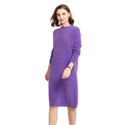 China Anti-wrinkle autumn and winter women apparel sweater tightly customized wholesale purple rib knit women apparel for sale