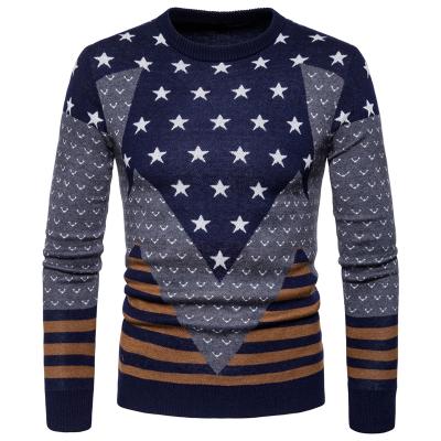 China Anti-wrinkle OEM mens knitted fabric acrylic sweater jacquard sweaters cartoon knitting mens sweaters for sale