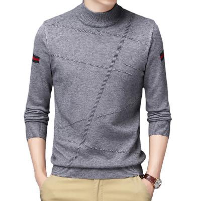 China 2021 New Custom Made Men's Anti-Wrinkle Sweater Knitwear Men's Half High Neck Sweater Knit Pullovers Winter Cotton Knitted Mens Sweater for sale