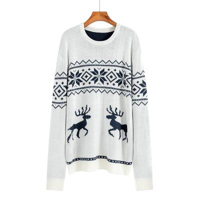 China Custom Men's Clothing Winter Anti-wrinkle Autumn Winter Ugly Christmas Jumper Reindeer Ugly Christmas Crewneck White Knitted Sweater for sale