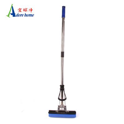 China Sustainable Single Roll Soft Sponge Mop With Extendable Steel Handle for sale