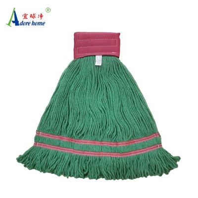 China CLASSIC Head Replacement String Broom Heavy Duty Commercial Grade Green Cotton Looped End Wet Industrial Cleaning Mop Head Refill for sale