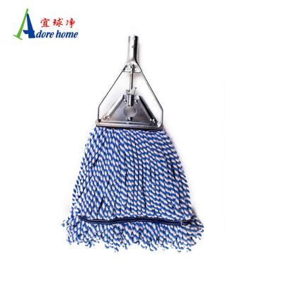 China Sustainable Industrial Microfiber Loop Twine Wet Mop With Metal Clip for sale