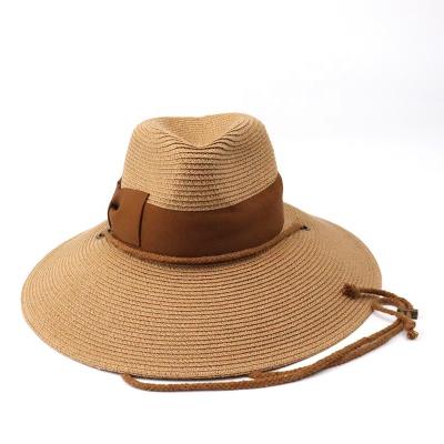 China Character 2021 New Design Summer Unisex Ribbon Trimming Straw Hats Sun Beach Hat for sale